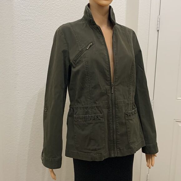 Coldwater Creek 4-6 Olive Green Zipper  Front Long Sleeve Pockets Woman’s Jacket - Picture 3 of 16